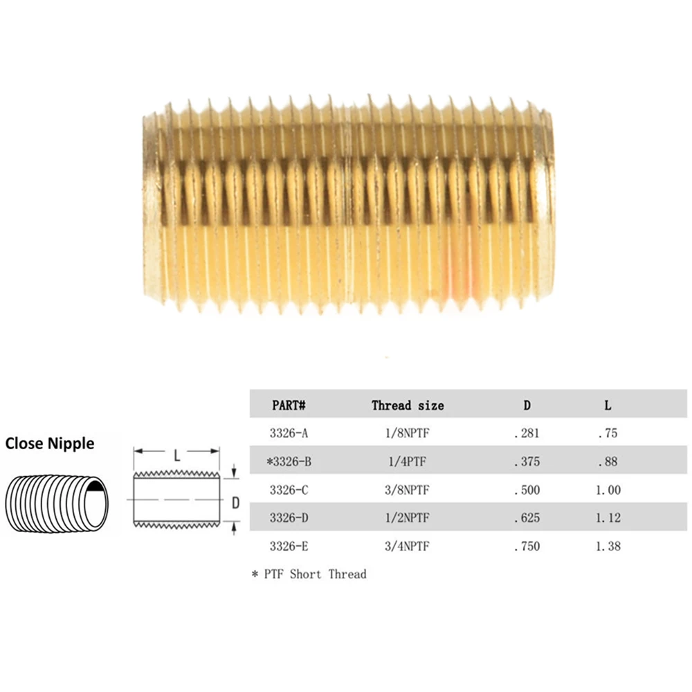 2 шт 3326 56112 ASTM B584 ASME/ANSI B16 1/" 3/4" NPT Мужской Латунный фитинг для труб закрывающийся ниппель