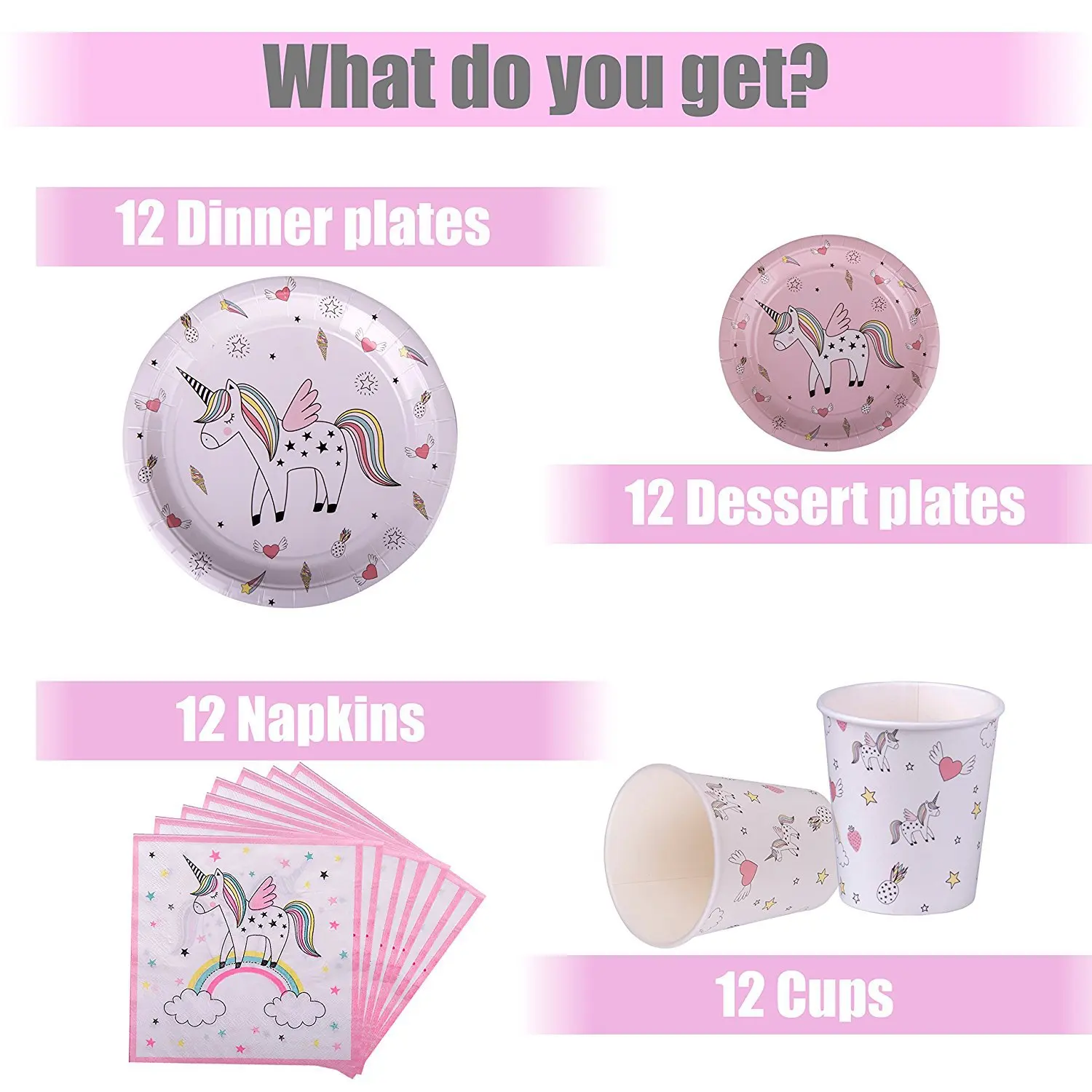 Unicorn Theme Happy Birthday Party Decoration Set Party Tableware Paper Plate Party Supplies Decorations Wedding Event Favors