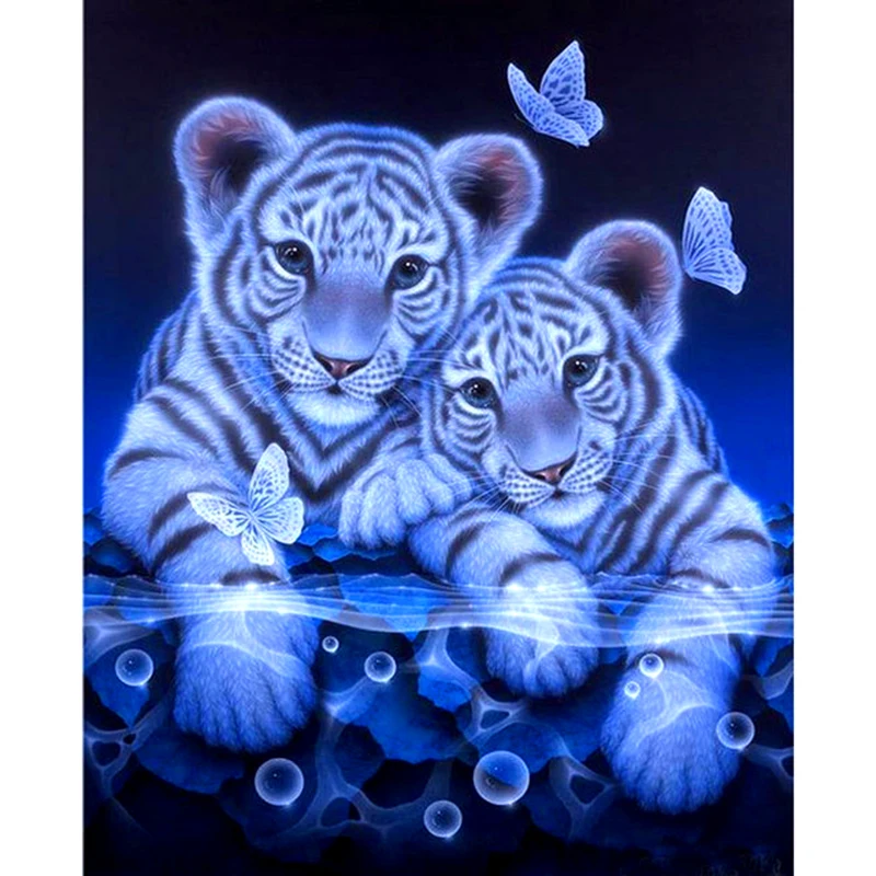 

DIY Diamond Painting Tigers & Butterfly Cross Stitch Decor Mosaic Home Decoration Embroidery Painting Handicraft Gift Blue Dream