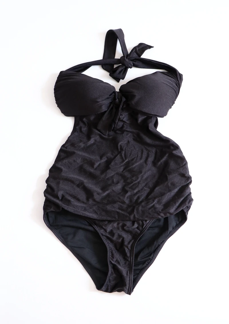 Новый сексуальный черный купальник с лямкой на шее вырезами корейский Женский