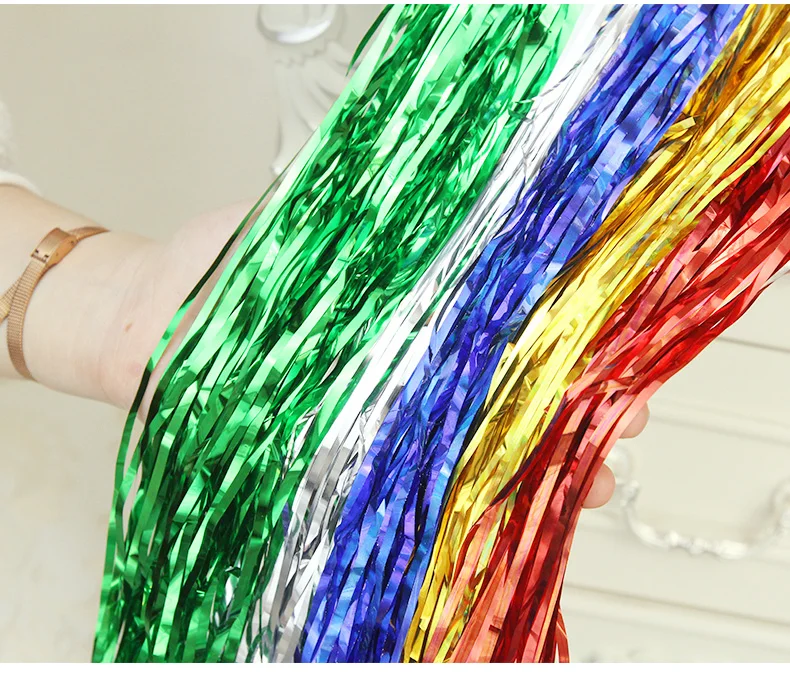 Золотистая серебристая металлическая штора с бахромой 2 м 3 украшение для дня