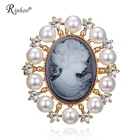 Женская Винтажная брошь RINHOO, золотистая брошь в форме брошь из искусственного жемчуга, в стиле королевы, украшение на Рождество, стразы