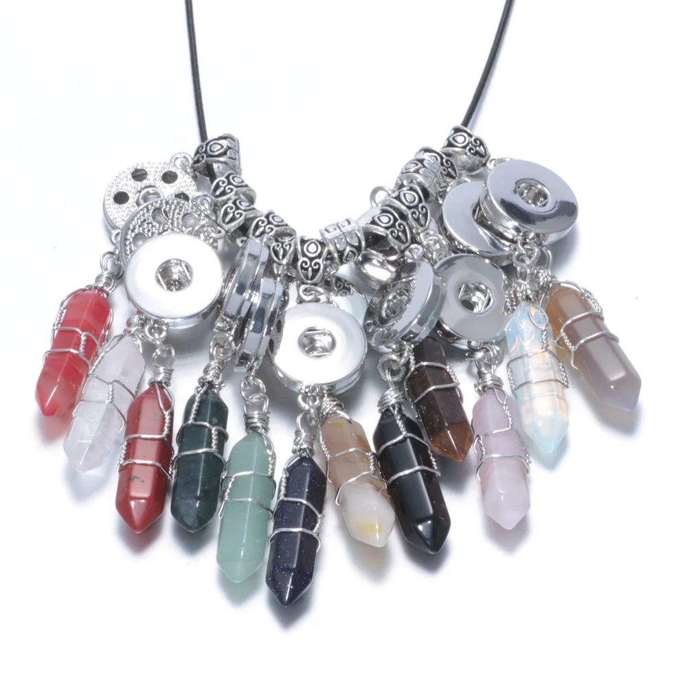 18 мм оснастки кнопку ювелирные изделия Талисманы Природный камень шестиугольник