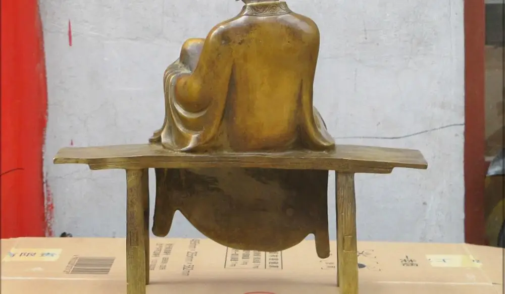 15 &quotхорошего размера Бронзовый Тибетский Буддизм Кшитигарбха сесть скамейке