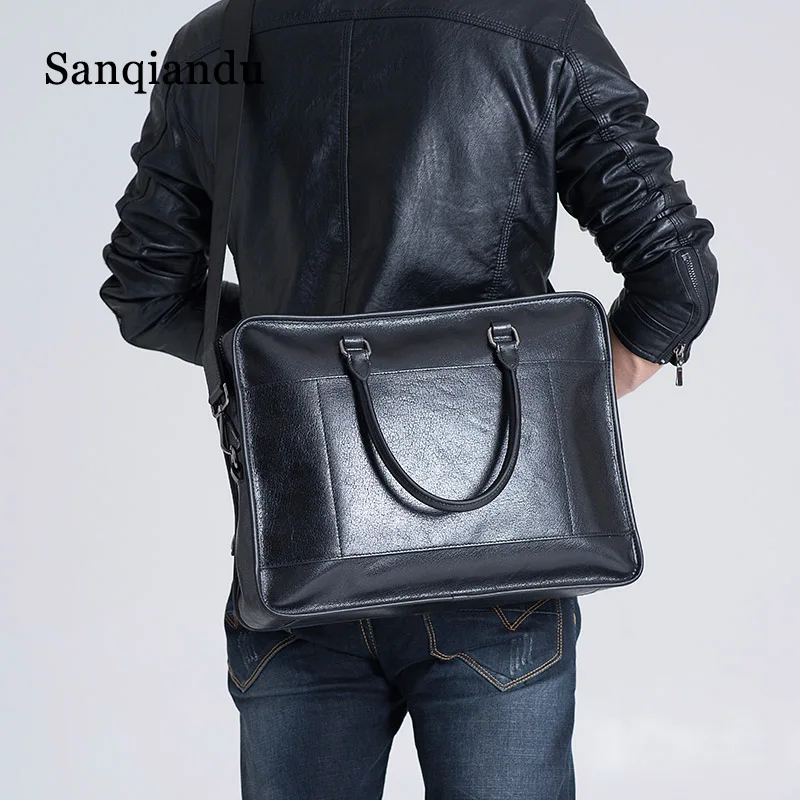 Мужской деловой портфель из воловьей кожи дизайнерская сумка-мессенджер для