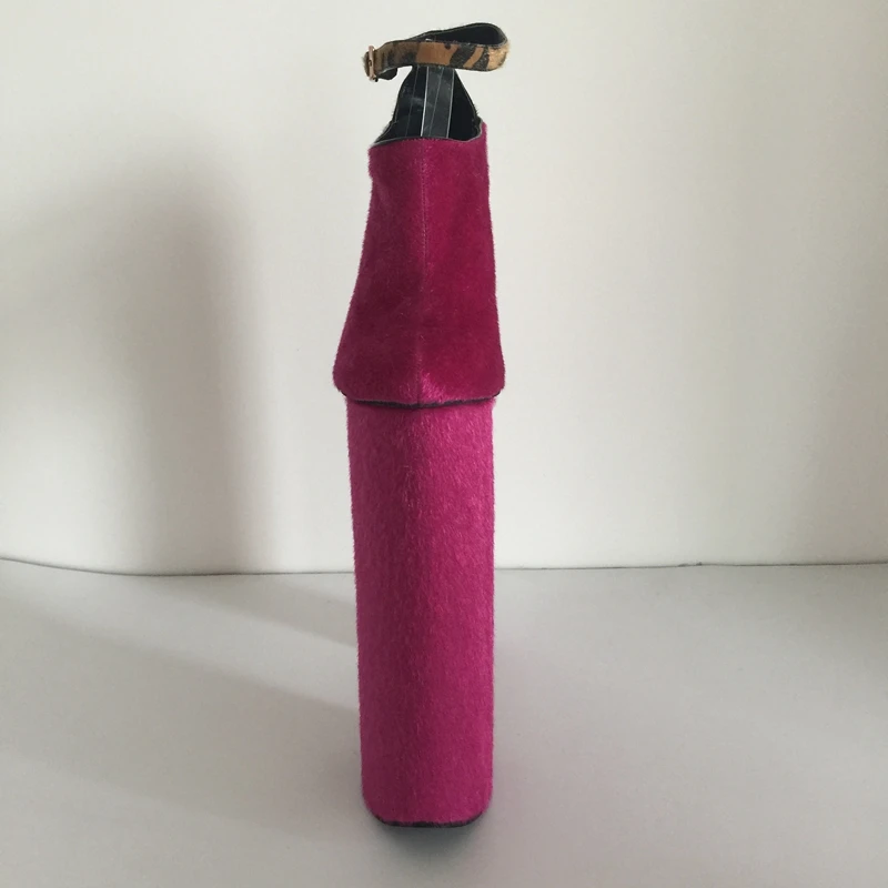 Розовые женские туфли-лодочки из конского волоса женские туфли-лодочки размера США 14 на платформе 25 см с каблуком 35 см с ремешком на щиколотке реальное изображение цвет по индивидуальному заказу