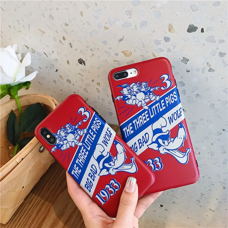 three little pigs timber wolf red dull polish soft shell phone Case For Apple iphone 6 6s 7 8 Plus X XS XR MAX |