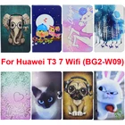 Чехол-сумка для Huawei T3 7, чехол для Huawei T3 7 с wi-fi (BG2-W09), чехол с отделением для карт 7,0 дюйма, с принтом слона, собаки, кота и совы