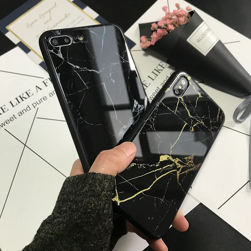 OTO-ALTER 2018 Новая мода мрамор закаленное galss ТПУ чехол для iPhone X/6/6s/6plus/6s plus/7/8/7 plus/8 plus |