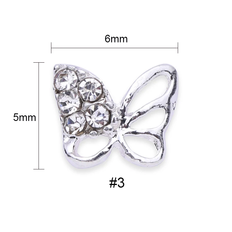 Pattern 3 3D дизайн ногтей Стразы для ногтей Подвески DIY 3D Маникюр Украшение галстук Бабочка Сплав драгоценные камни полые бабочка блеск ломтики - Цвет: Pattern 3