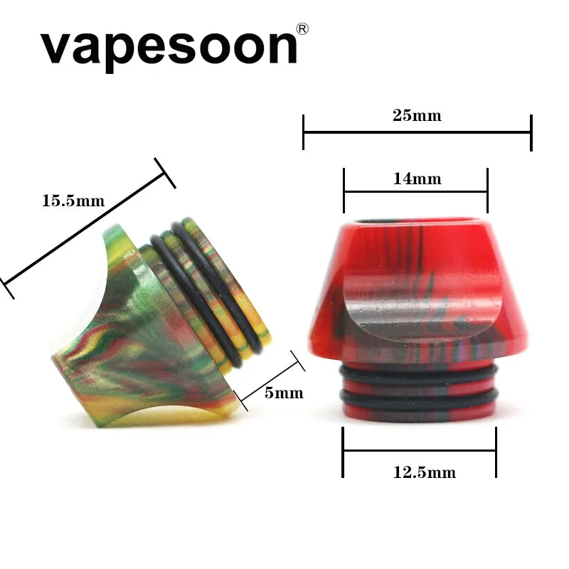 

vapesoon Unique Design Color 810 Epoxy Resin Drip Tip For 810 RDA RTA Atomizer With Double O Ring Mushroom Head Flat Mouthpiece