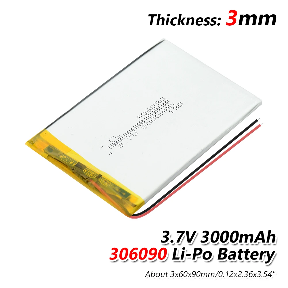 3,7 в 3000 мАч 306090 литий-полимерный литий-ионный аккумулятор для Mp3 MP4 MP5 gps psp электронная книга Мобильный bluetooth