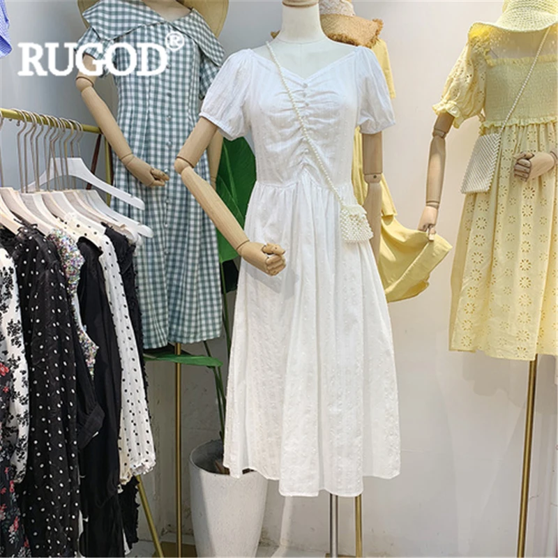 Женское платье макси RUGOD однотонное трапециевидной формы с v образным вырезом и