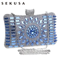 sekusa acrylic women evening bag diamonds purse handbags chain shoulder wedding party evening clutches messenger bag christmas