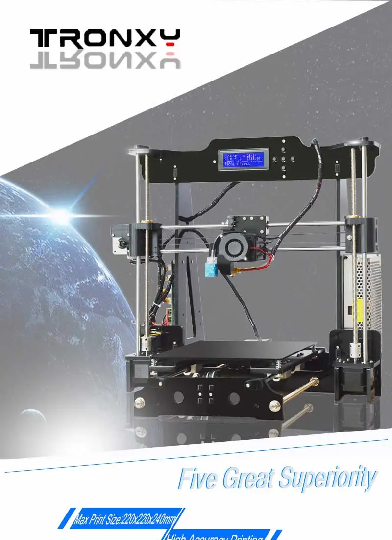 Лучший Tronxy P802M авто уровень 3d принтер DIY полный набор прямой экструдер MK3 heatbed 3D печать 3DCSTAR P802-MHS