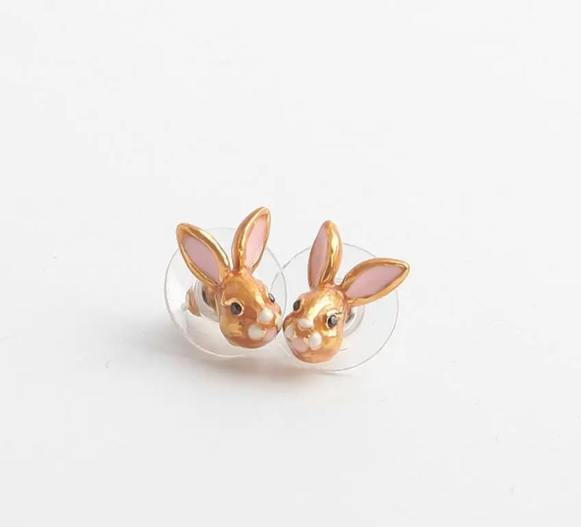 earrings A CSxjd высокое качество роскошные Эмаль Глазурь милый кролик с большими ушами браслет серьги ожерелья набор колец - Окраска металла: earrings A
