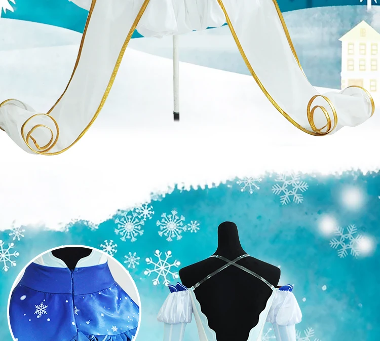 [Сток] Аниме Vocaloid V Hatsune Miku ICE SNOW Miku платье принцессы для косплея костюм для женщин Хэллоуин новинка