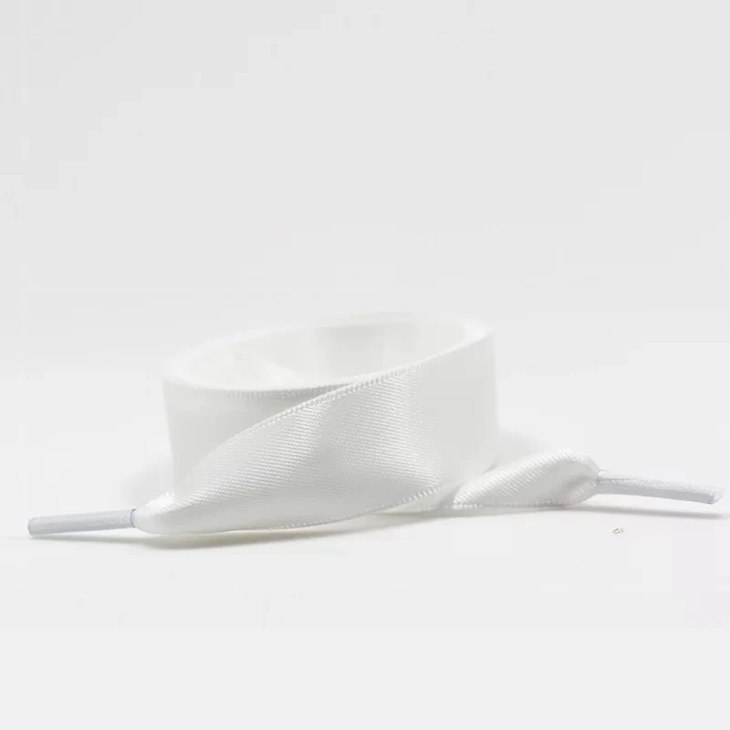 White 1 пара атласных шелковых лент шнурки белые кроссовки обувь кружево холст шнурки 2 см ширина 80 см/100 см/120 см длина шнурка - Цвет: White