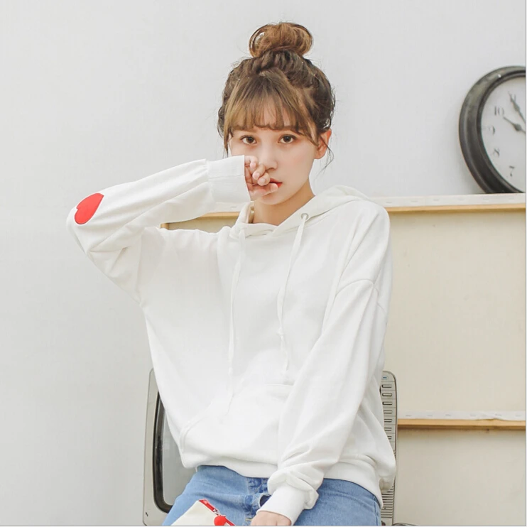 2016 Осень Женщины Толстовки Кофты Корейский Любовь Вышивки Свободные Моды