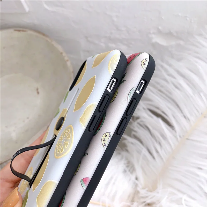 Для iphone 6 7 8 plus X XS MAX XR фрукты Арбуз Лимон ананас петля кольцо телефон чехол s для 11