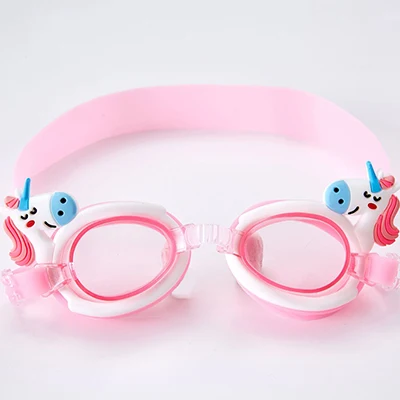 Pink white Unicorn Симпатичные детские силиконовые прозрачные плавательные очки в форме единорога, водонепроницаемые очки, противотуманные очки для бассейнов, плавающих ming - Цвет: Pink white Unicorn