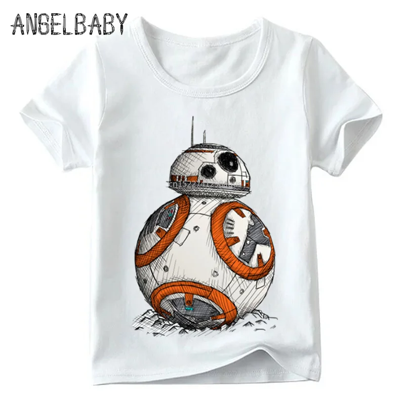 Забавная Футболка с принтом Звездные войны BB-8 для маленьких мальчиков и девочек
