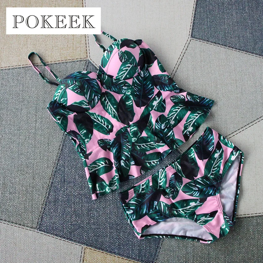Push Up Купальники для малышек Для женщин листьев показывал pokeek Плавание костюм