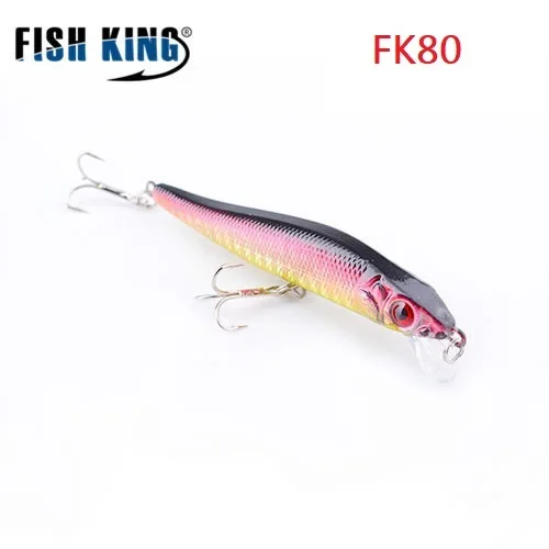FISH KING, приманка для рыбалки, гольян, жесткая приманка, воблер, приманка для окуня, плавающая приманка, аксессуары для рыбалки, 3D, для глаз, медленная плавающая заглушка, Topwater711 - Цвет: FK80-003