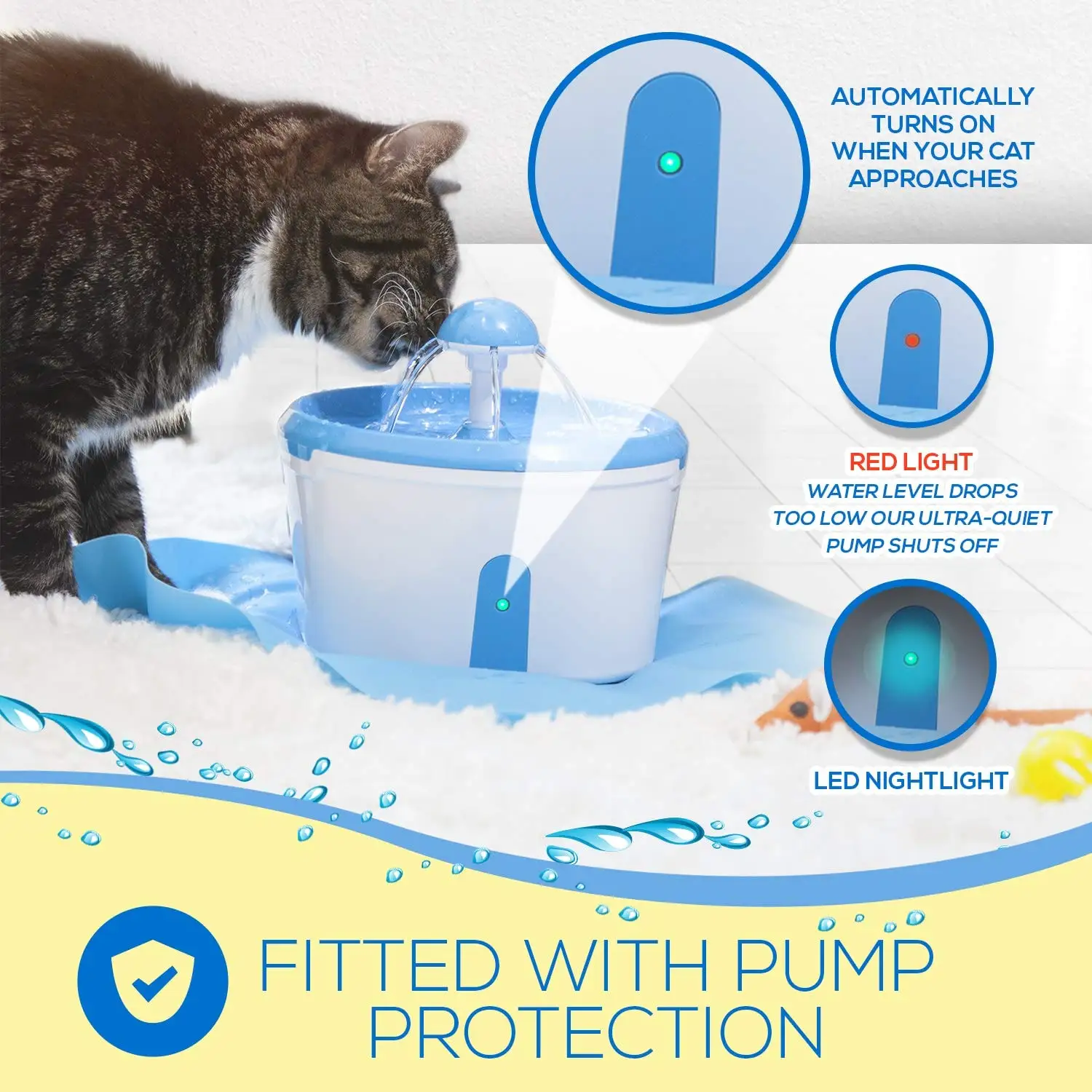Кошачий фонтан-Pet диспенсер воды с активированным углем фильтр очиститель-автоматический датчик питьевой с анти-Spi