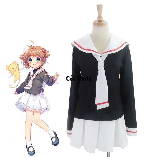 

Cardcaptor Sakura Kinomoto Sakura Li Syaoran School Uniform Sailor Suit Tops Skirt Dress Outfit Anime Cosplay Costumes