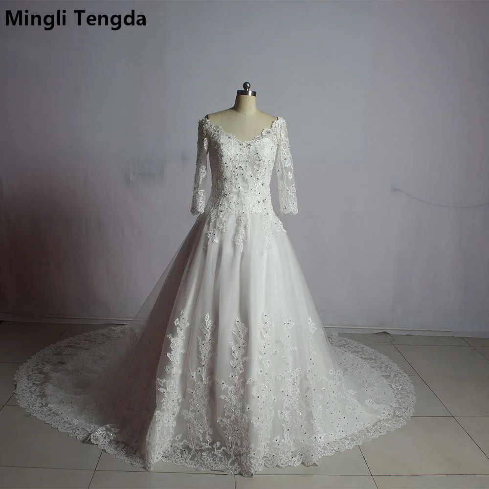 Mingli Tengda Роскошные свадебные платья с рукавом 3/4 сексуальное платье невесты