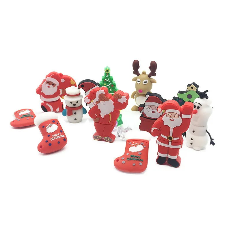 USB флеш-накопитель 128 ГБ мультяшный usb-кабель с Санта-Клаусом 2,0 4 ГБ 8 ГБ флеш-накопитель 16 ГБ 32 ГБ 64 ГБ Рождественская серия флешки карта памяти подарок