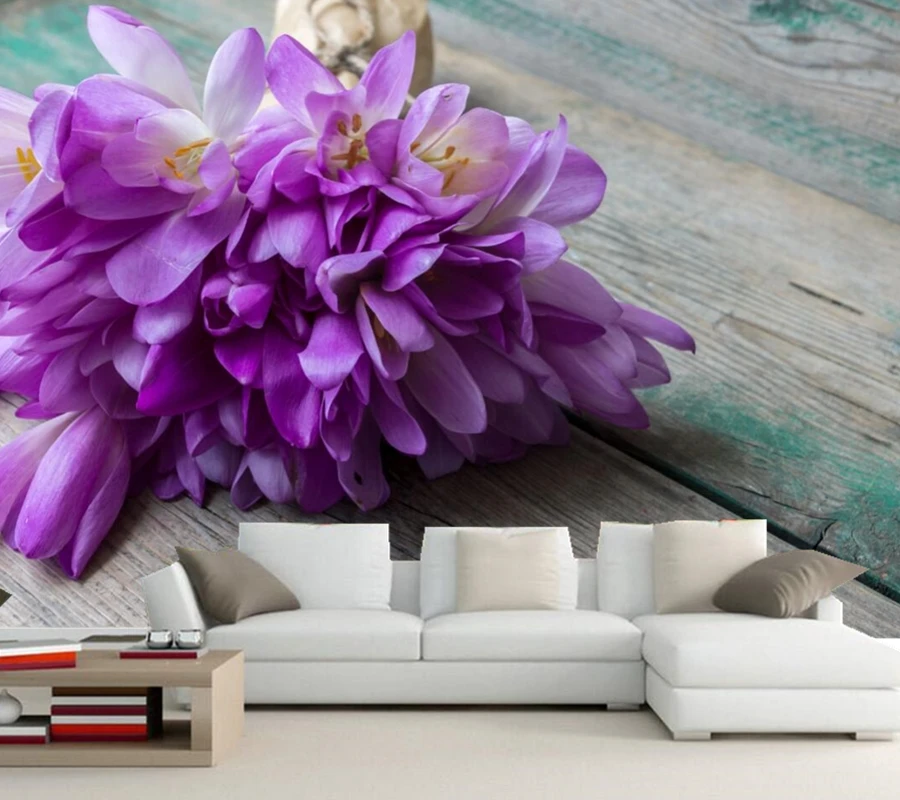 Обои Papel de parede букеты Crocuses фиолетовые цветы обои для ресторана гостиной дивана