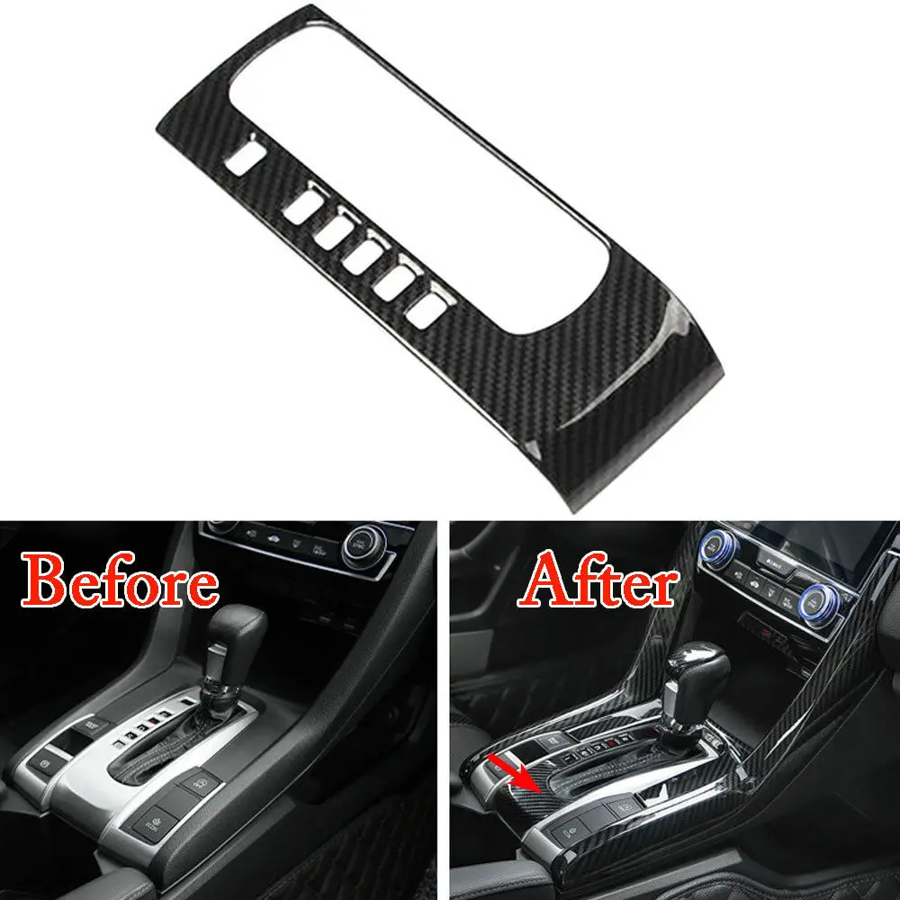 

For Honda Civic 2016 2017 2018 1pc ABS Car Inner Gear Shift Panel Cover Trim Carbon Fiber Color Car-styling Accessories