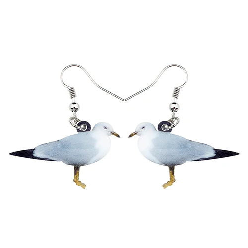 Herring Gull Bird Bonsny акриловые летающие Voilet Sabrewing птица Колибри серьги большие длинные висячие Висячие модные украшения в виде животных для женщин девочек - Окраска металла: Herring Gull Bird