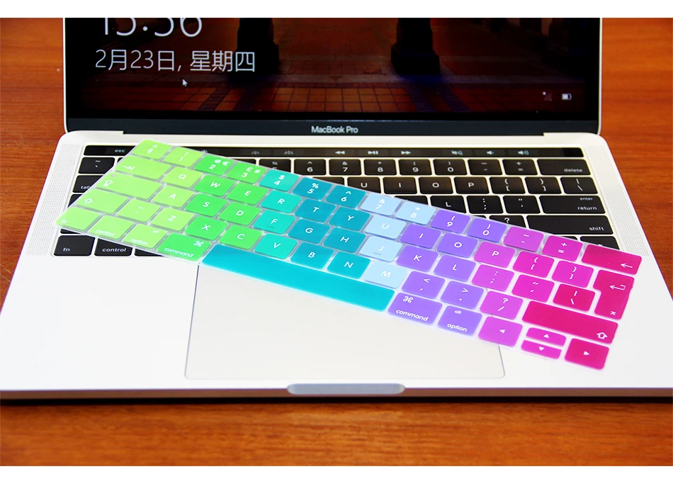 Новинка Градиент Радуга крышка клавиатуры Наклейки Protector кожи для MacBook Pro 1" a1706 15" A1707 Retina с сенсорным крючок и ID