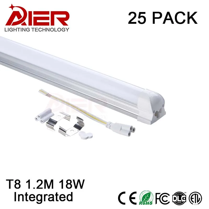 Легкая установка integrated t8 светодиодные трубки 1200 мм 18 Вт AC85 265V 25 шт./лот Бесплатная
