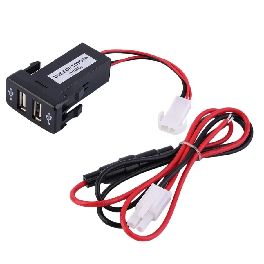 Устройство для автомобиля с двумя портами USB Зарядное устройство 12В с 2 портами(стандарт Порты и разъёмы Умное зарядное устройство адаптер 5V 2.1A/1A только для Toyota Hilux VIGO зарядных порта USB для автомобиля Зарядное устройство