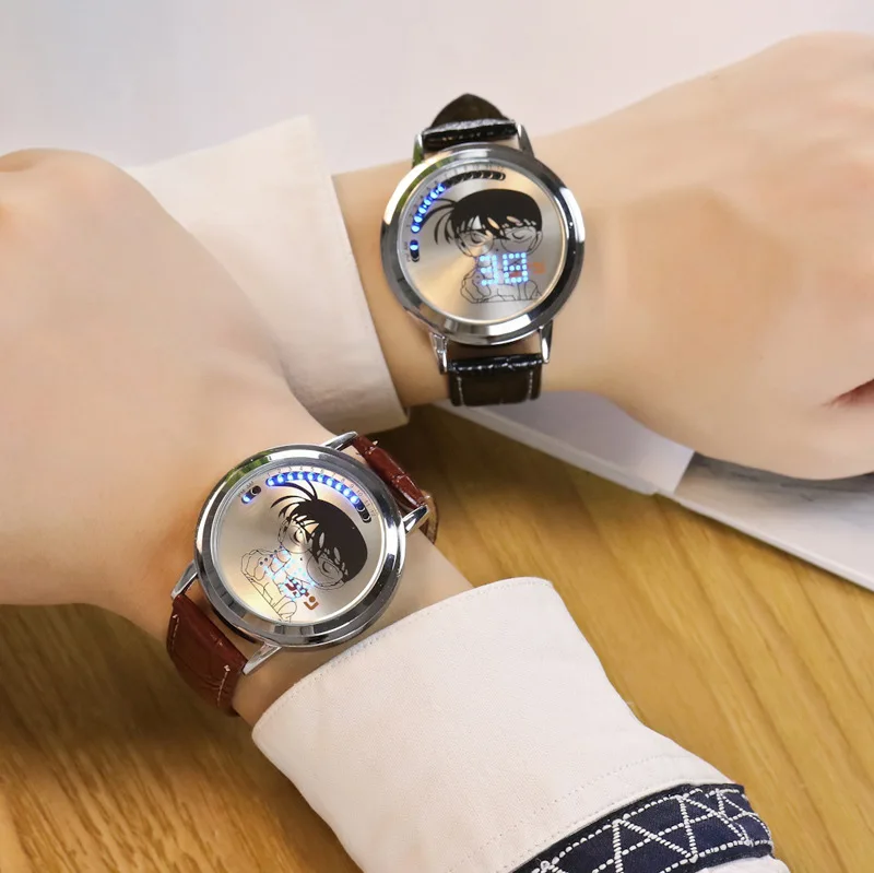 Модные часы Dobroa Detective Conan LED Anime Creative waterproof personality touch|Женские наручные часы| |