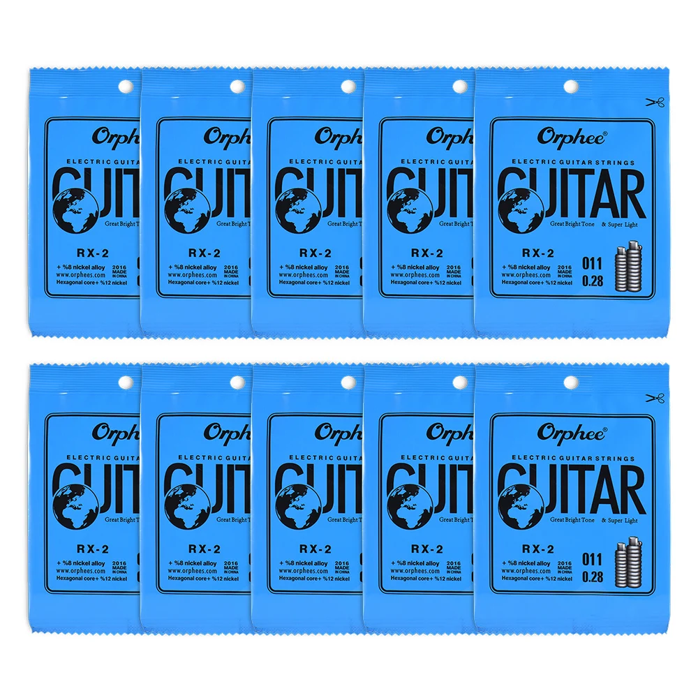 Сменные Струны для электрогитары Orphee RX-1, 10 шт. в упаковке, супер светильник из никелевого сплава, аксессуары для гитары