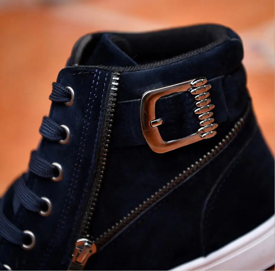 2018 New Men Shoes personality Warm Boots Autumn Leather Footwear For Man High Top Canvas Casual Plus size shoes | Обувь