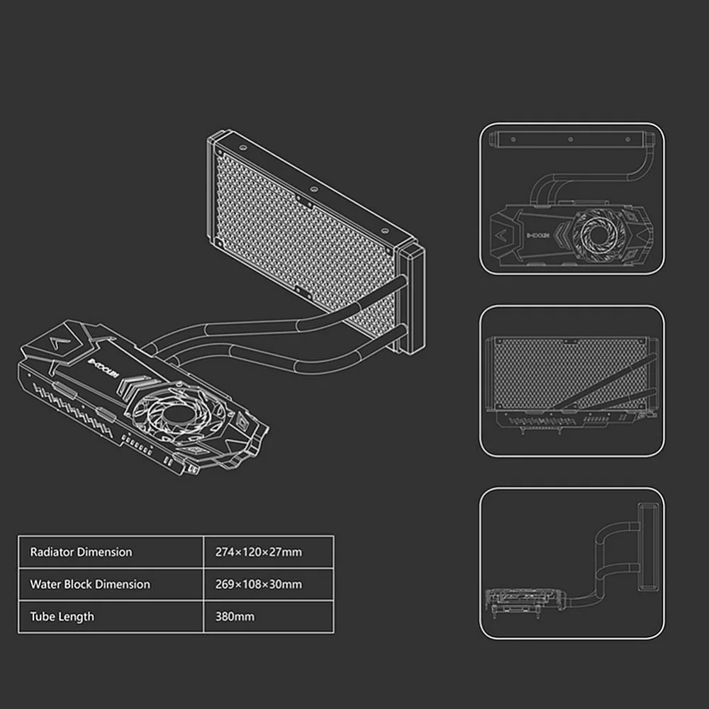 ALLOYSEED ID-COOLING ICEKIMO 240VGA-RGB Видеокарта кулер для воды для GeForce/AMD длительный срок службы двойной шариковый подшипник