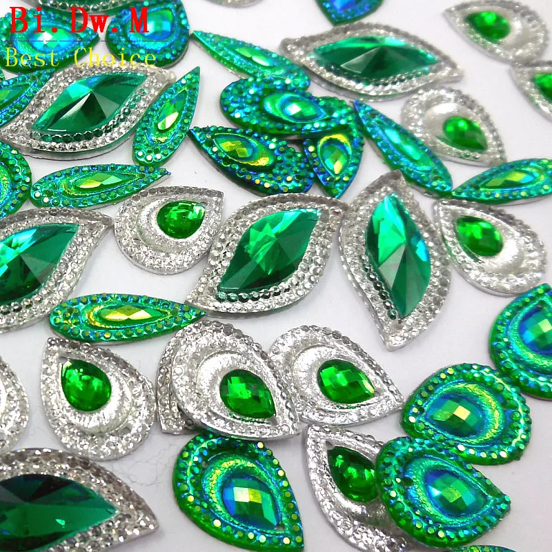 Ослепительный зеленый AB разноцветный ручная работа Стразы смешанные для
