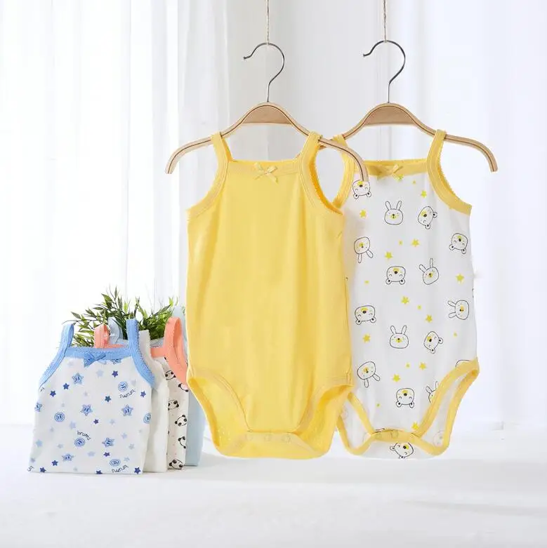 yellow set 2 pcs Одежда для малышей; комплект из 2 предметов; боди для малышей; Одежда для мальчиков и девочек; одежда для детей; хлопок; Летний жилет; детская одежда; комбинезоны с животными - Цвет: yellow set 2 pcs