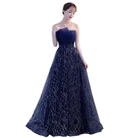 sequined strapless long bridesmaid dress 2020 new arrival formal women party dress