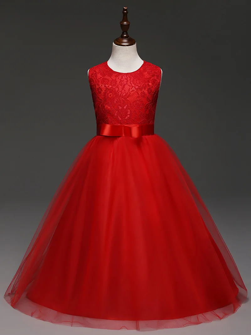 Lace Tea Length Kids Clothes 5 6 7 8 9 10 11 12 13 14 Year Old Girls Dresses Summer 2019 Children Wedding Dress | Детская одежда и