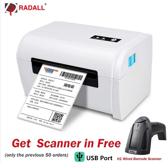 RD-9200 USB SCANNER 110 мм Термопринтер этикеток адрес термопринтер штрих-код принтер USB/Bluetooth авто пилинг A6 бумага - Цвет: RD-9200 USB SCANNER