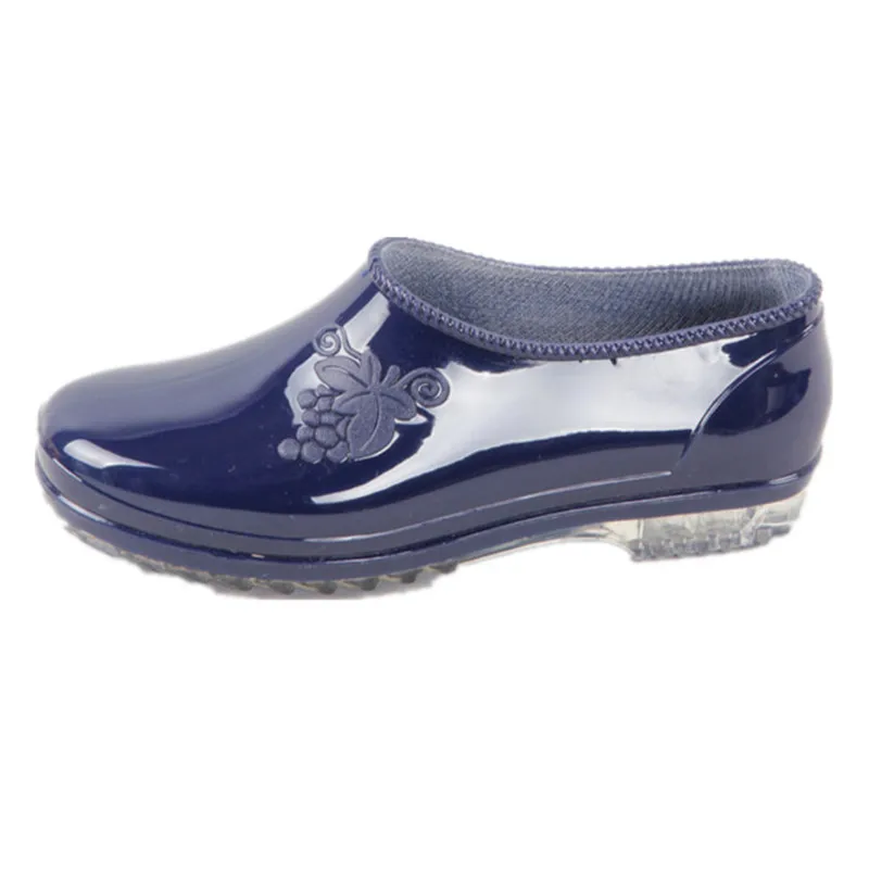 Женские Дождь Обувь Низкого Стиля Желе Ботинки Женщин Круглым Носком Резиновые