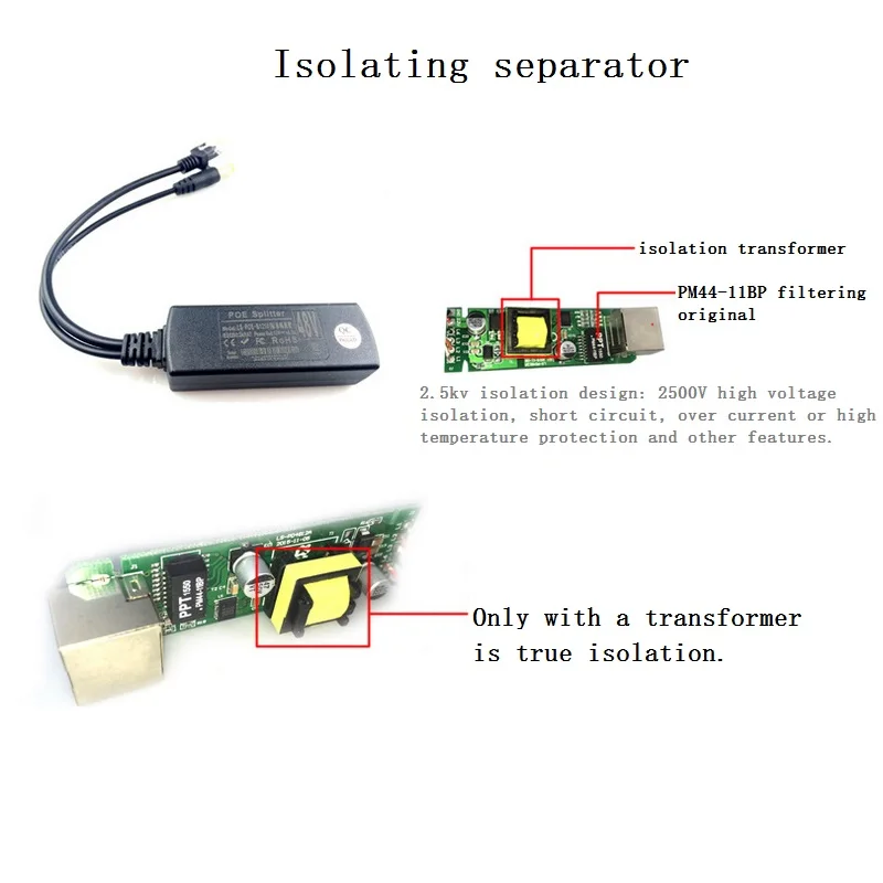 Разветвитель POE для кабеля адаптера разветвитель RJ45 инжектора модуль питания