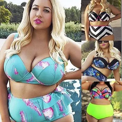 Купальник бикини большого размера 5XL с цветочным принтом и бабочками винтажный